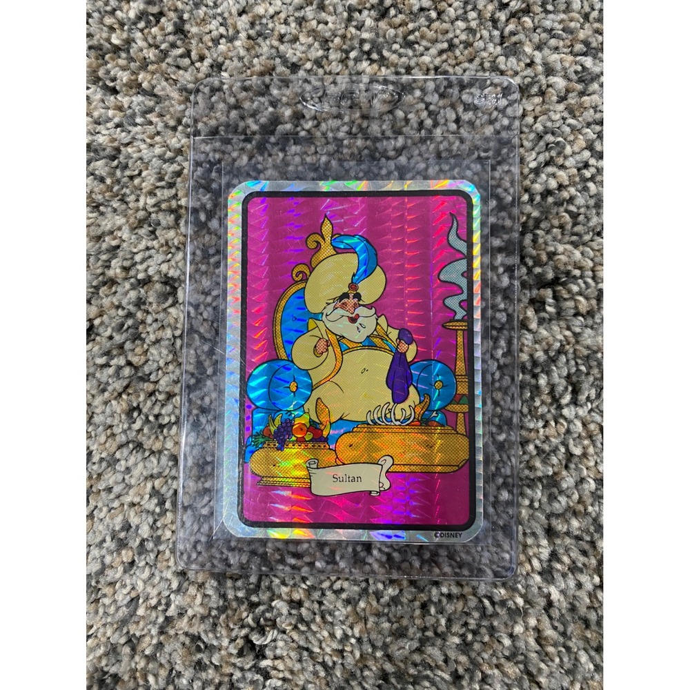 Disney Aladdin Sultan Prism Vending Sticker Pink Holographic Vintage Collectible